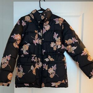 Who What Wear Black Floral Puffer Jacket